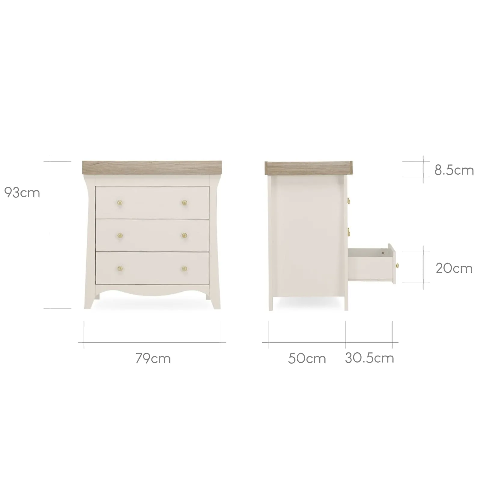 Cuddleco Clara 3 Piece Nursery Furniture Set - Cashmere