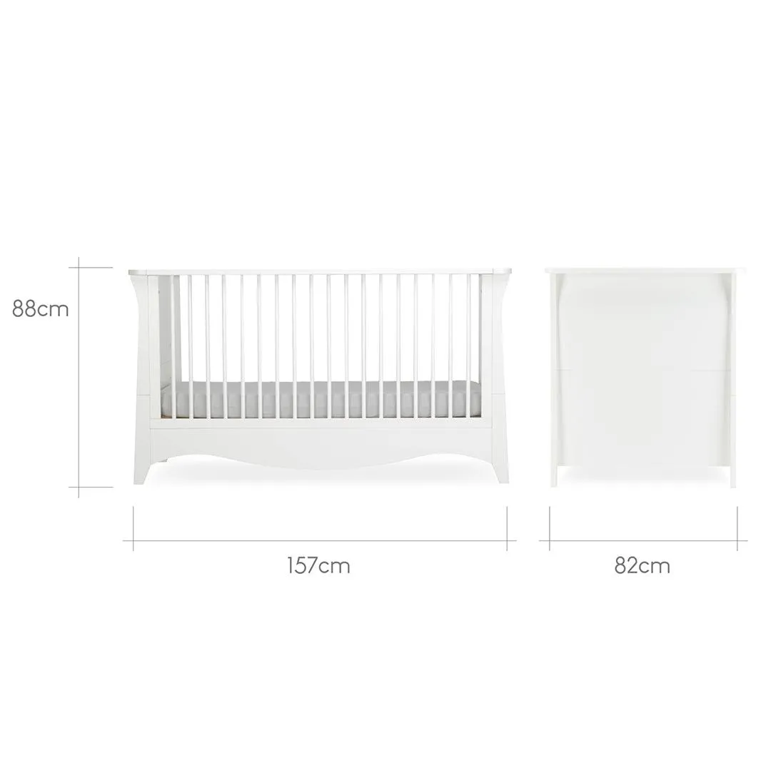 CuddleCo Clara 3 Piece Set 3-Drawer Dresser Cot Bed   Wardrobe  - White