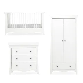 CuddleCo Clara 3 Piece Set 3-Drawer Dresser Cot Bed   Wardrobe  - White