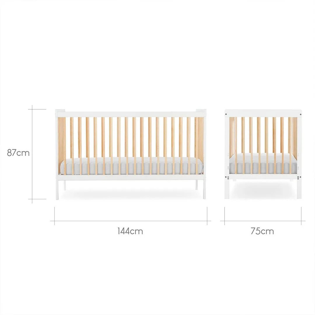 CuddleCo Nola 2 Piece Set Changer   Cot Bed - White/Natural