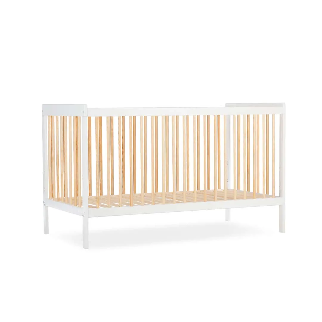 CuddleCo Nola 3 Piece Set Changer, Cot Bed   Clothes Rail - White/Natural