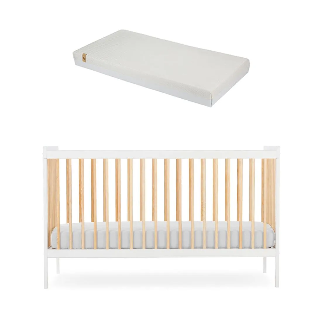 CuddleCo Nola Cot Bed - White/Natural