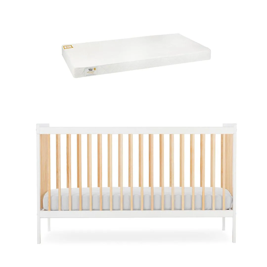 CuddleCo Nola Cot Bed - White/Natural