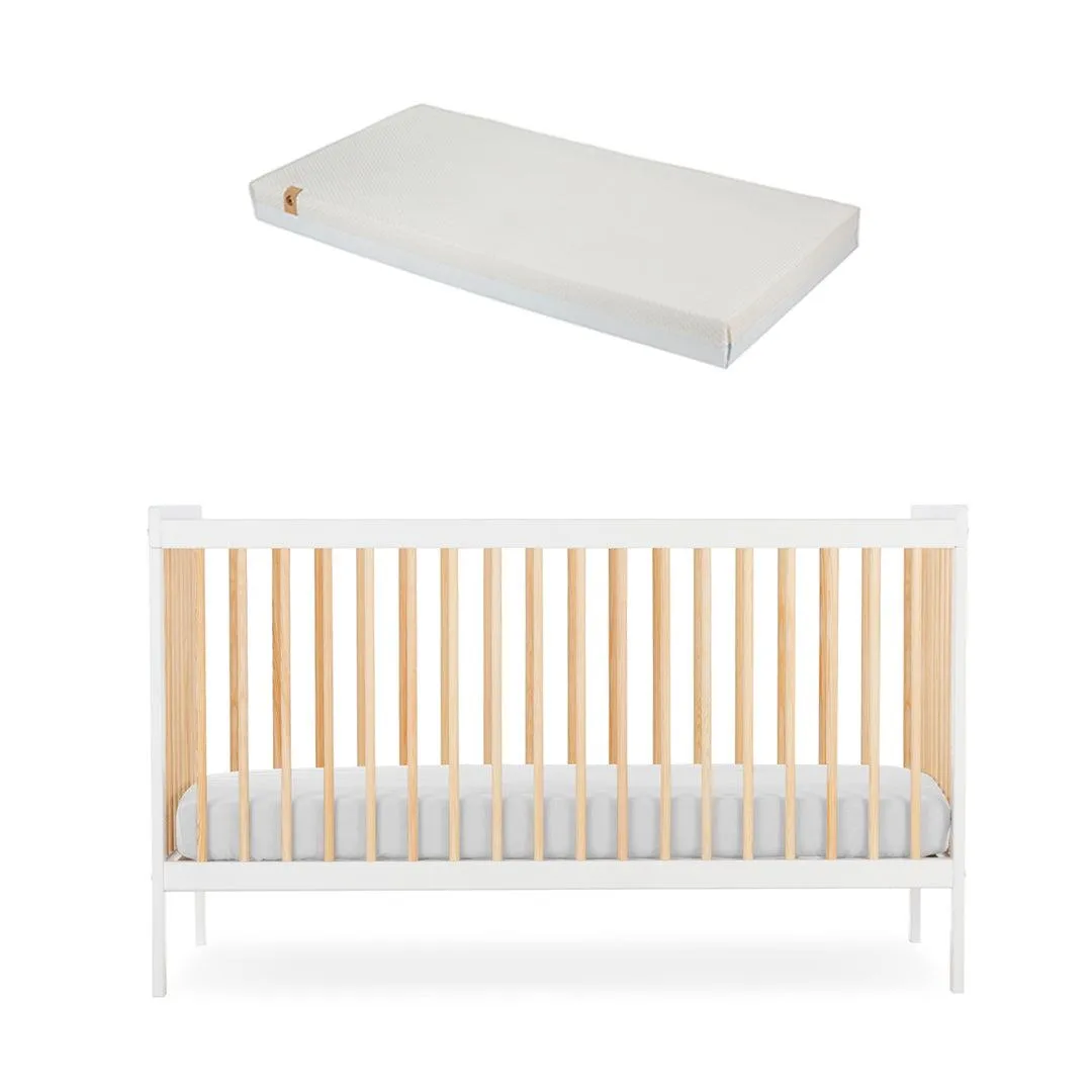 CuddleCo Nola Cot Bed - White/Natural