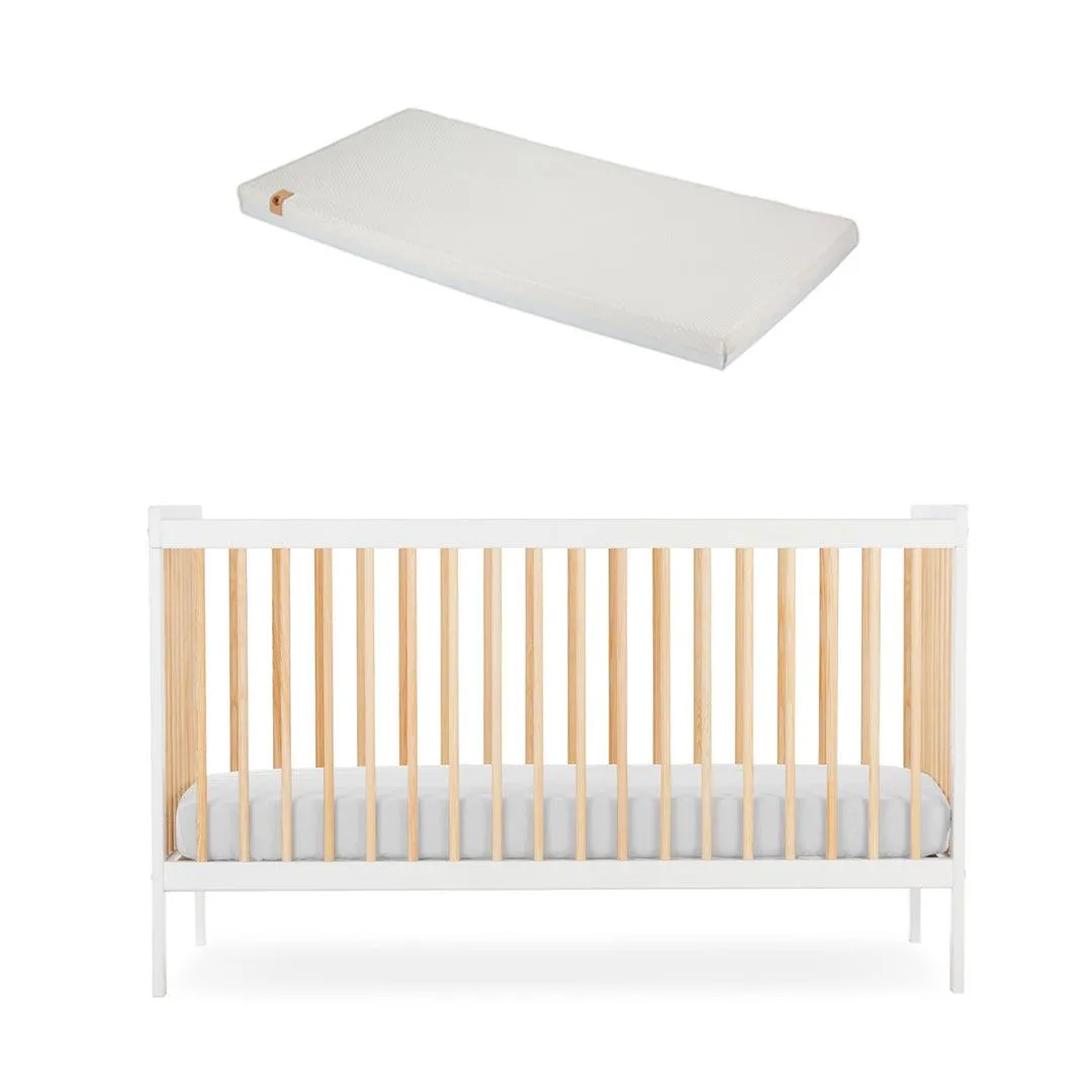 CuddleCo Nola Cot Bed - White/Natural