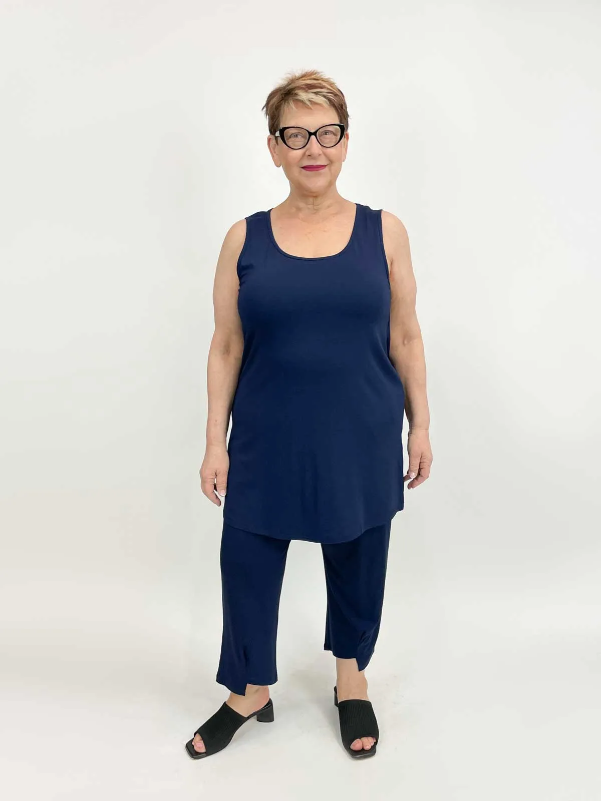 Dakota Tank Tunic, Navy Tencel