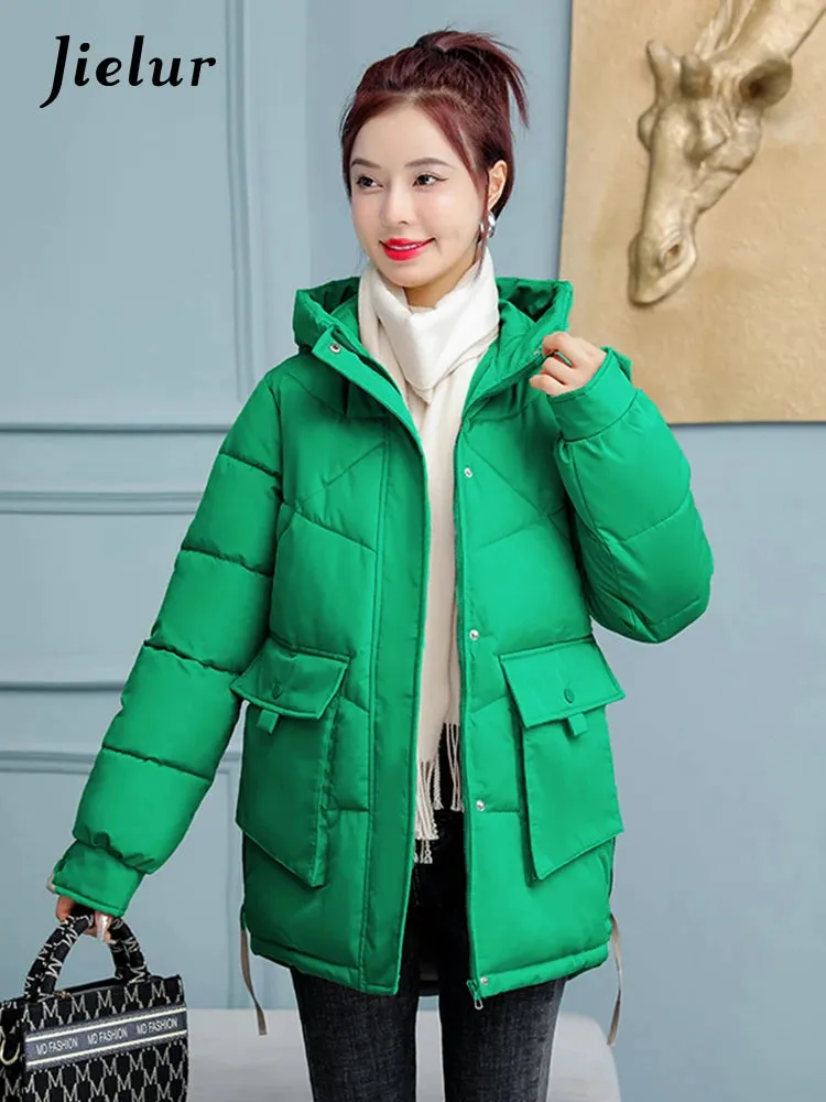 Down Cotton Jackets Winter Korean Women Parkas Loose Thickened Hooded Warm Coat Woman Mid-length Blue Khaki Jacket M-XXL