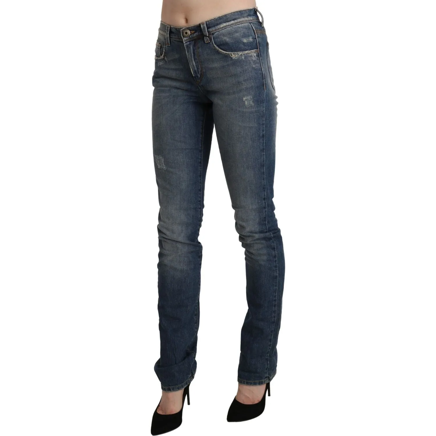 Ermanno Scervino Chic Mid Waist Skinny Denim in Blue Washed