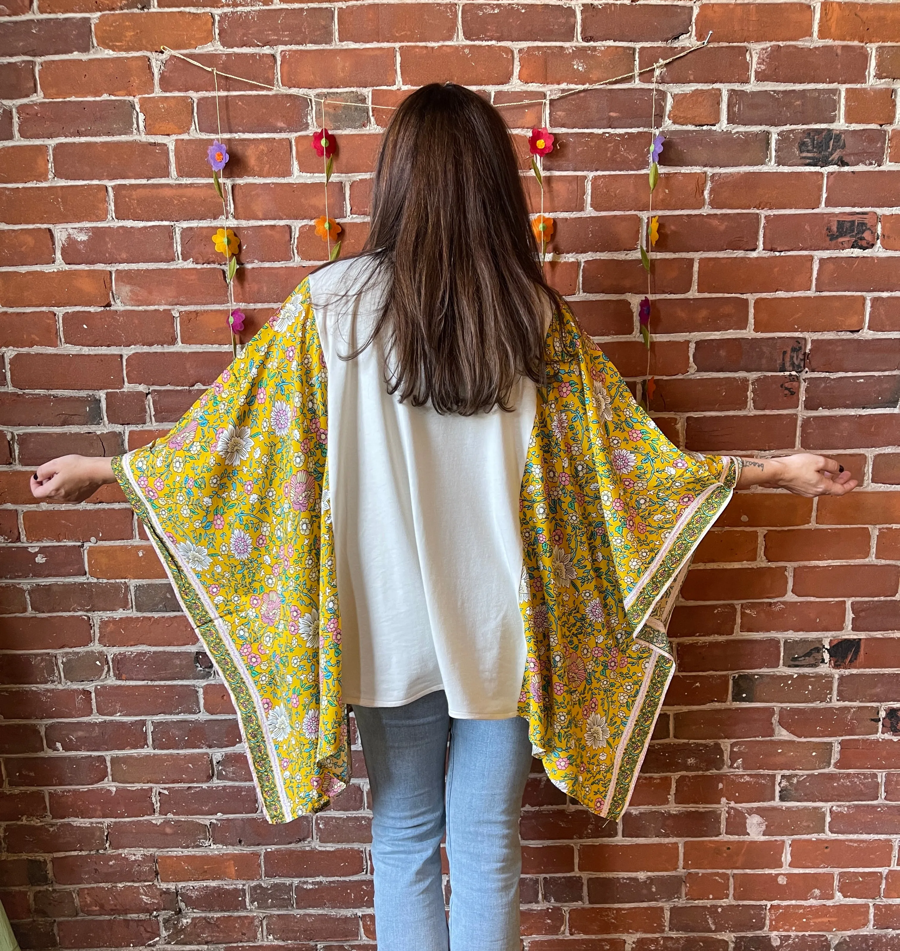 Fleetwood Mac Butterfly Inspired Retro Floral Poncho