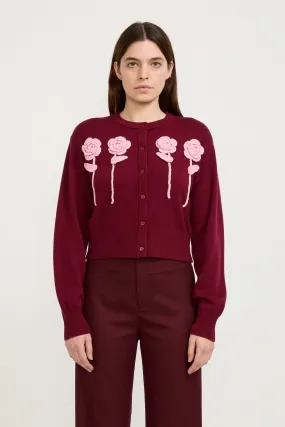 Flower Cardigan Maroon