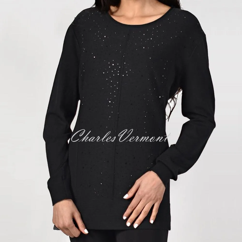 Frank Lyman Fine Knit Rhinestone Pullover – Style 214109U (Black)