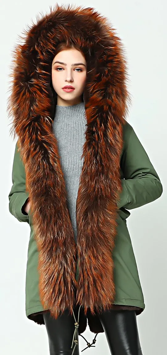 Fur Hooded, Trimmed & Lined Parka Coat