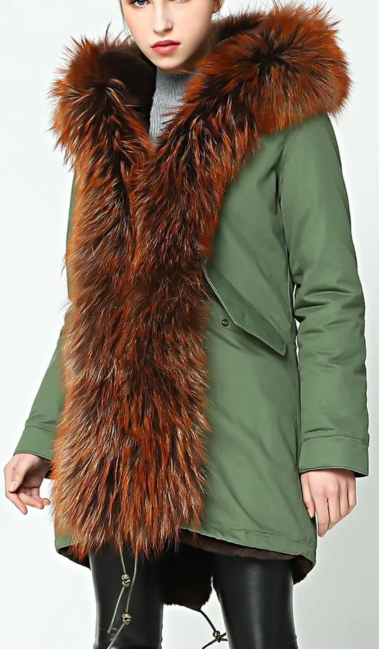 Fur Hooded, Trimmed & Lined Parka Coat