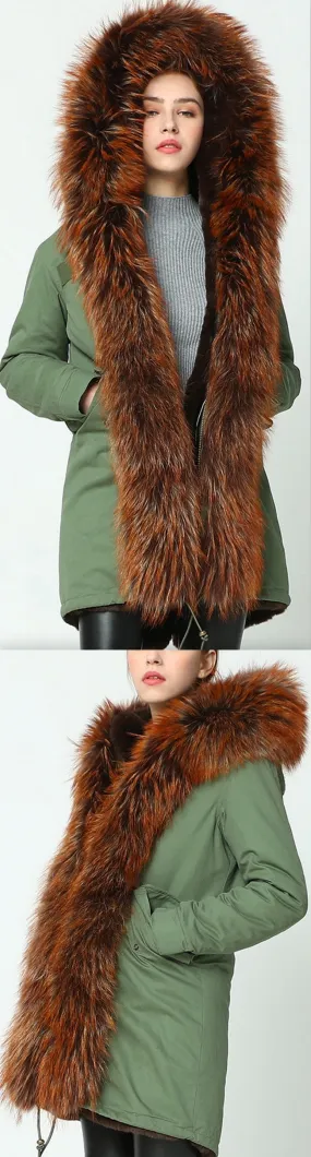 Fur Hooded, Trimmed & Lined Parka Coat