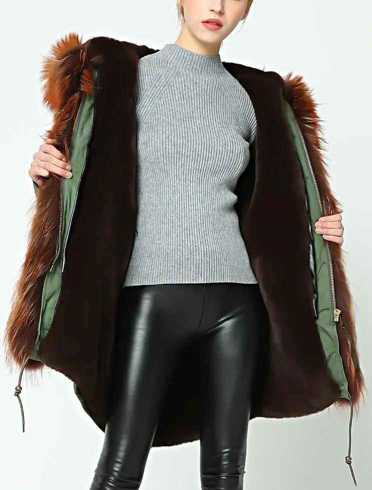 Fur Hooded, Trimmed & Lined Parka Coat