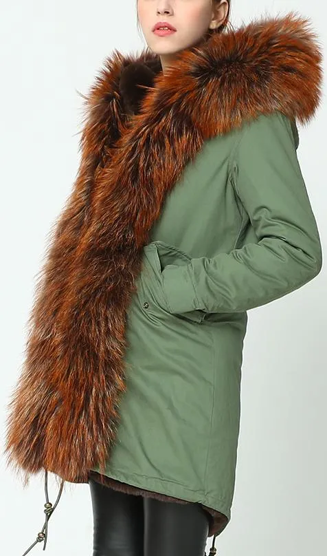 Fur Hooded, Trimmed & Lined Parka Coat