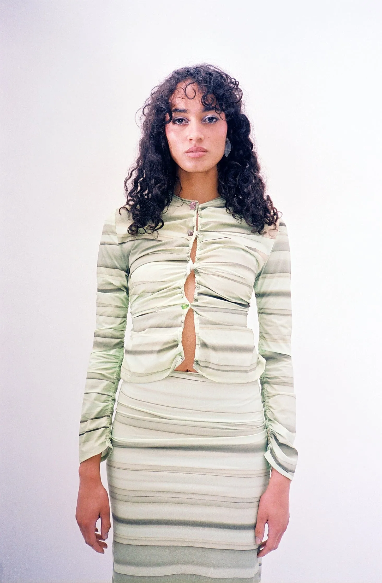 Green Stripe Betty Cardigan