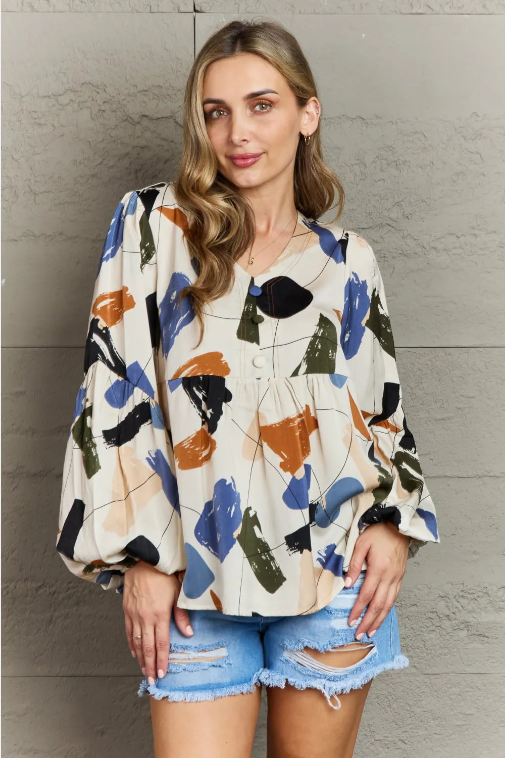 Hailey & Co Wishful Thinking Multi Colored Printed Blouse