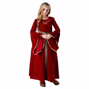 Halloween cosplay Medieval Retro Palace Noble Ball Performance Dress Children's Suede Flare Sleeves Long Dress