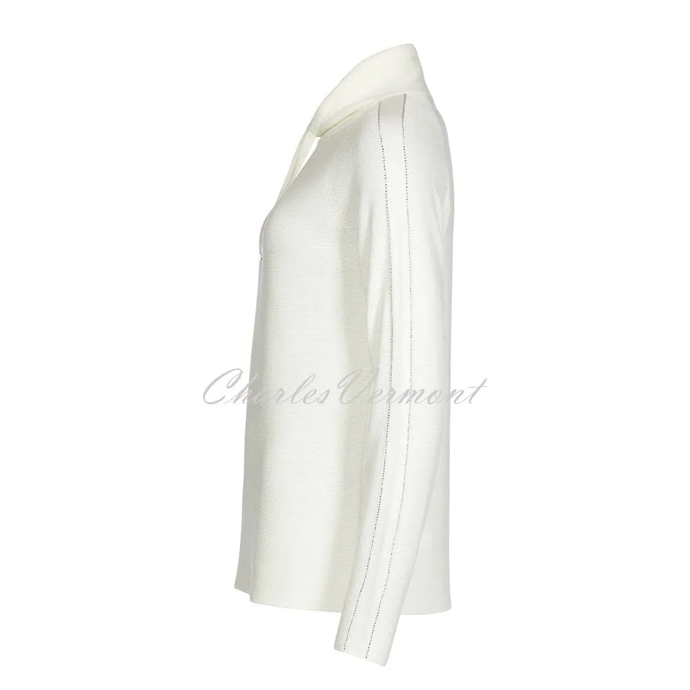 I’cona Cowl Neck Pullover with Diamante Sleeve – Style 64064-60002-11 (Off-White)