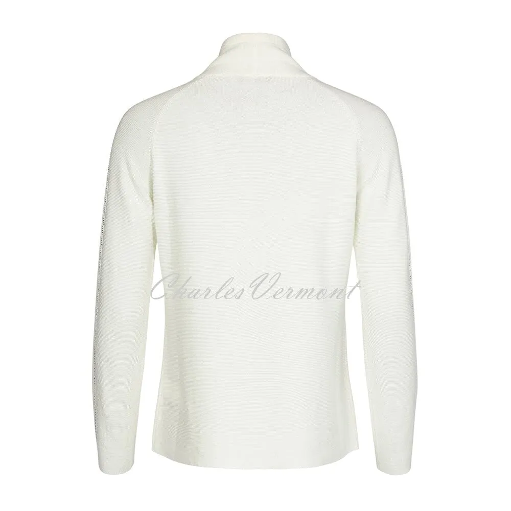 I’cona Cowl Neck Pullover with Diamante Sleeve – Style 64064-60002-11 (Off-White)