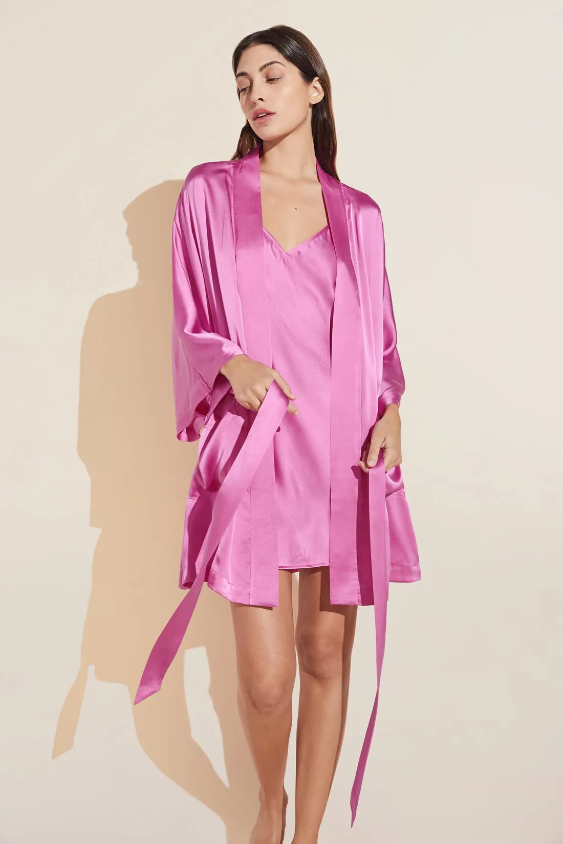 Inez Washable Silk Short Robe