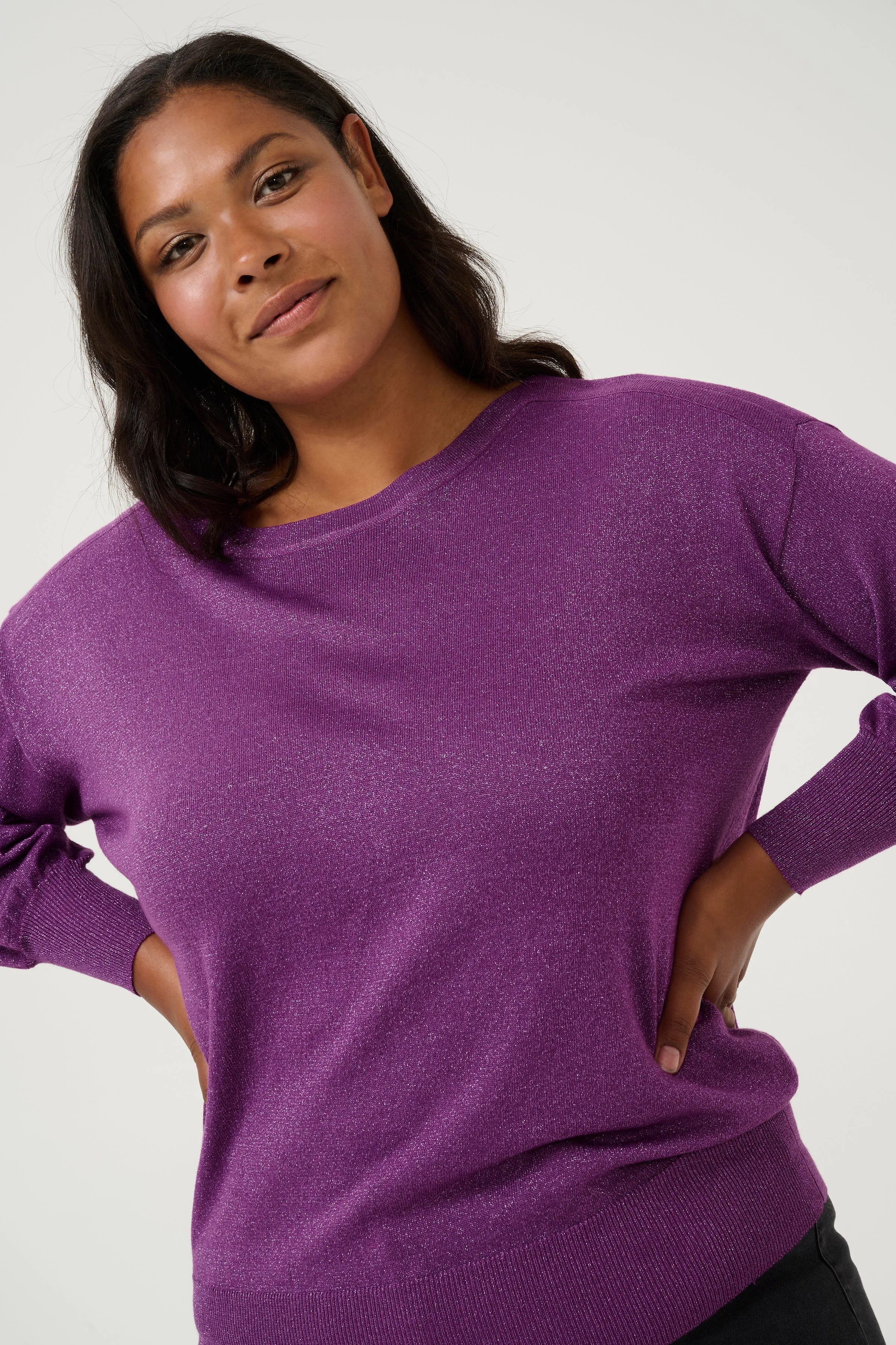 Kaffe Curve Regitta Knit Jumper in Purple