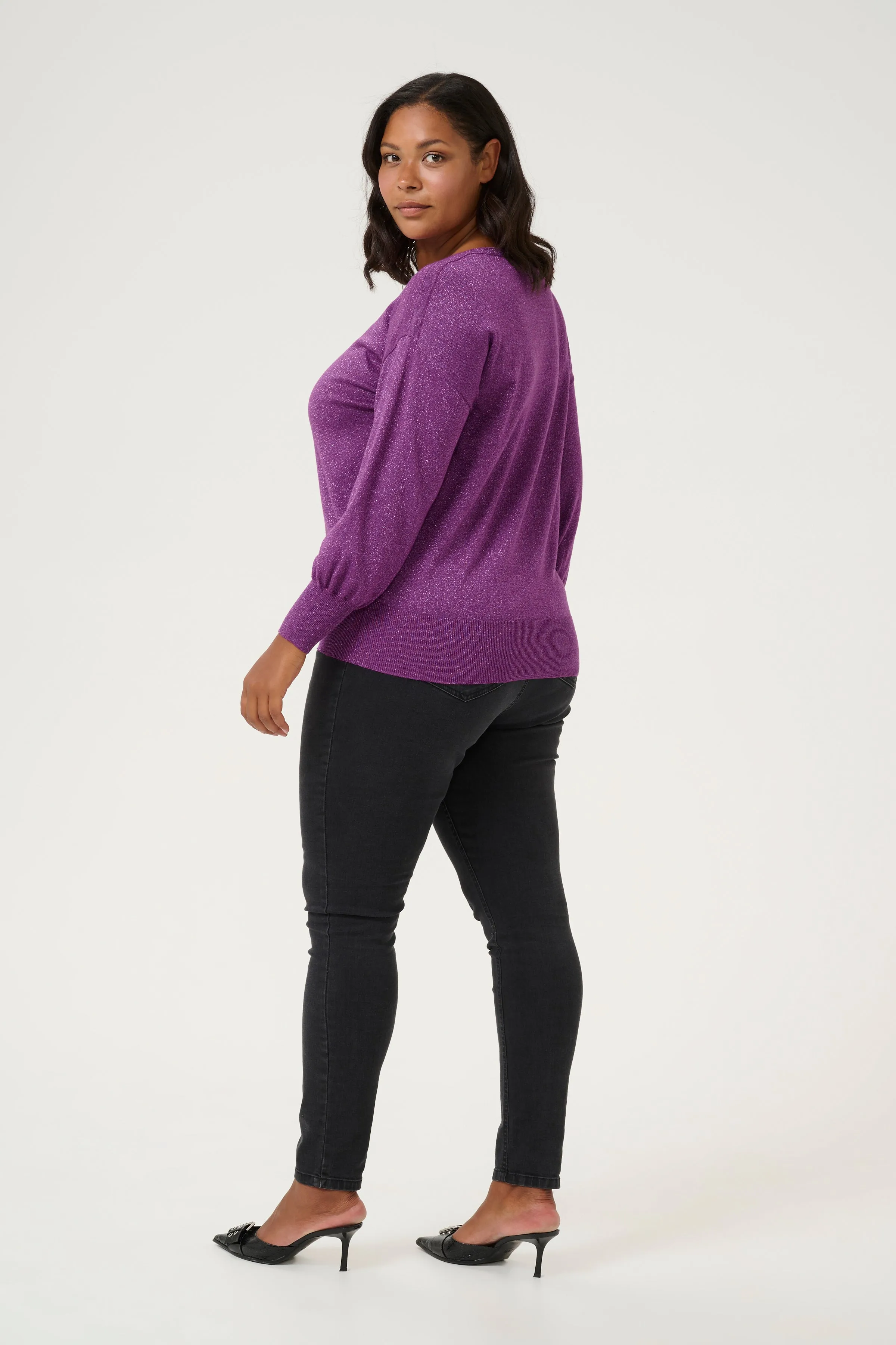 Kaffe Curve Regitta Knit Jumper in Purple