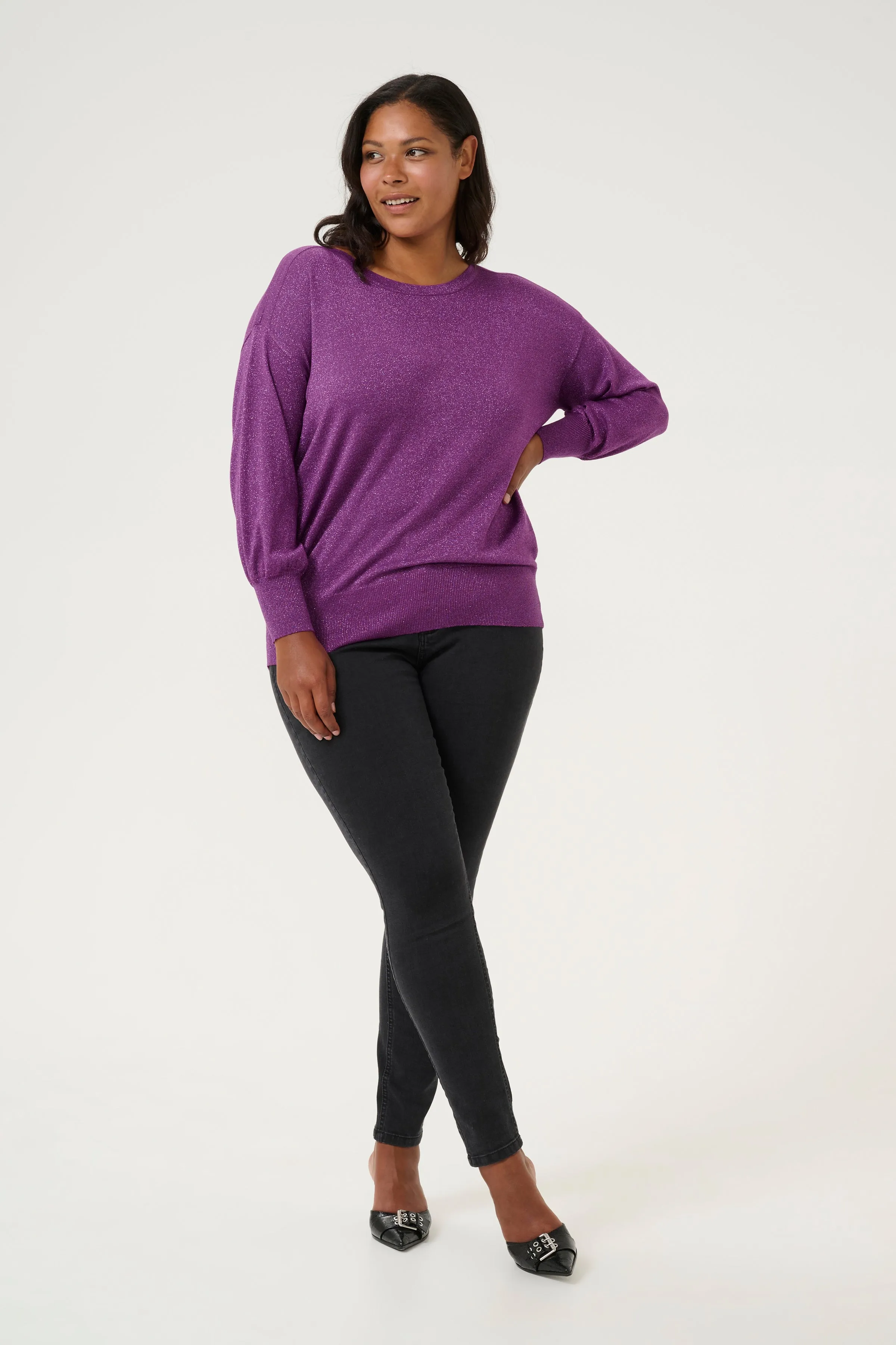 Kaffe Curve Regitta Knit Jumper in Purple