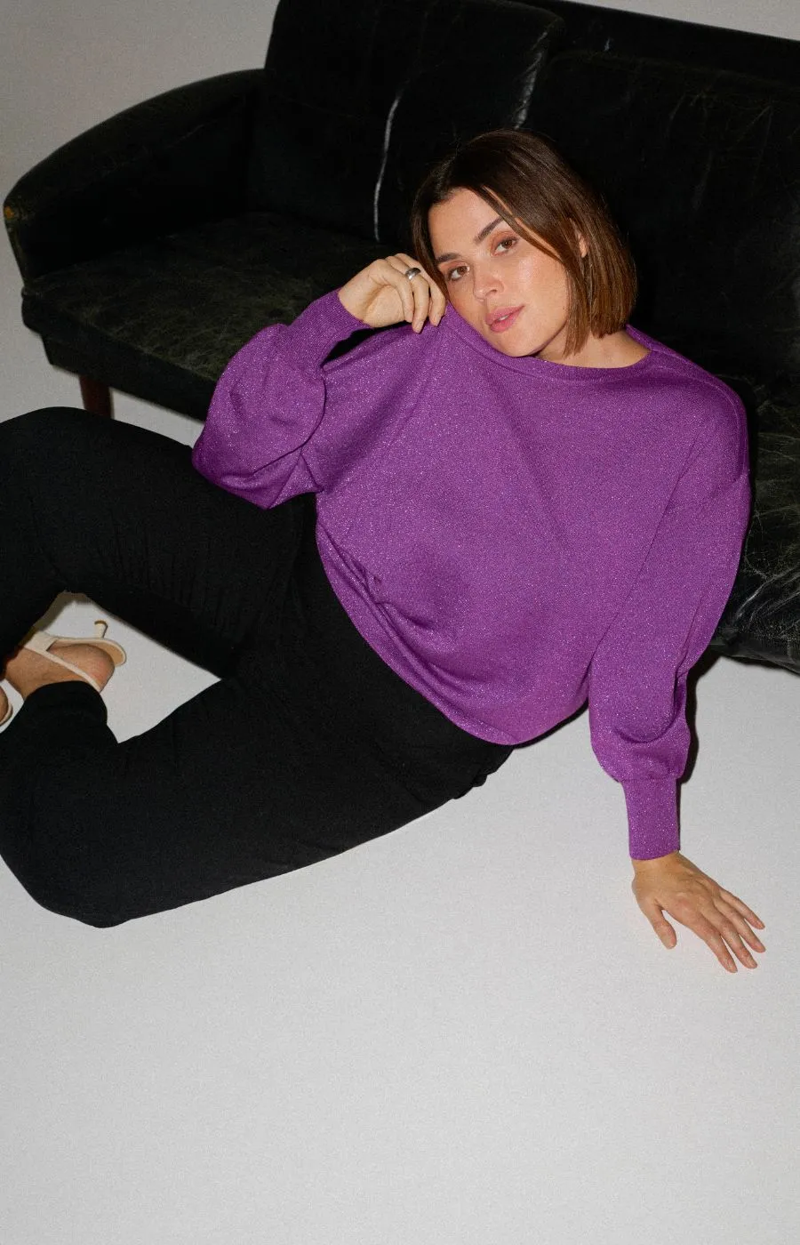 Kaffe Curve Regitta Knit Jumper in Purple