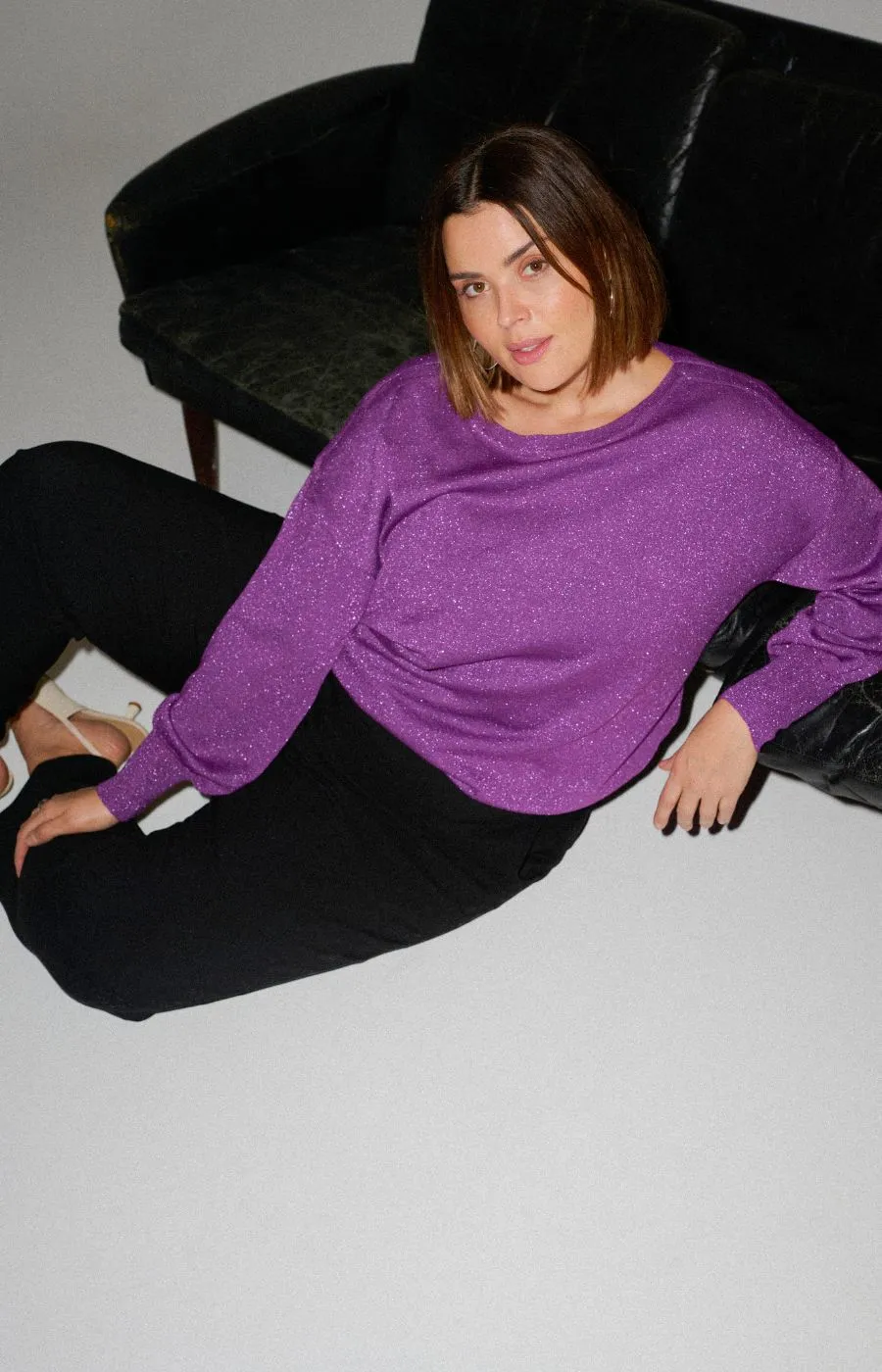 Kaffe Curve Regitta Knit Jumper in Purple