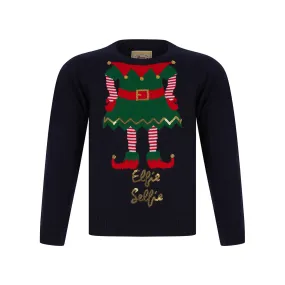 Kids Elfie Selfie Christmas Jumper