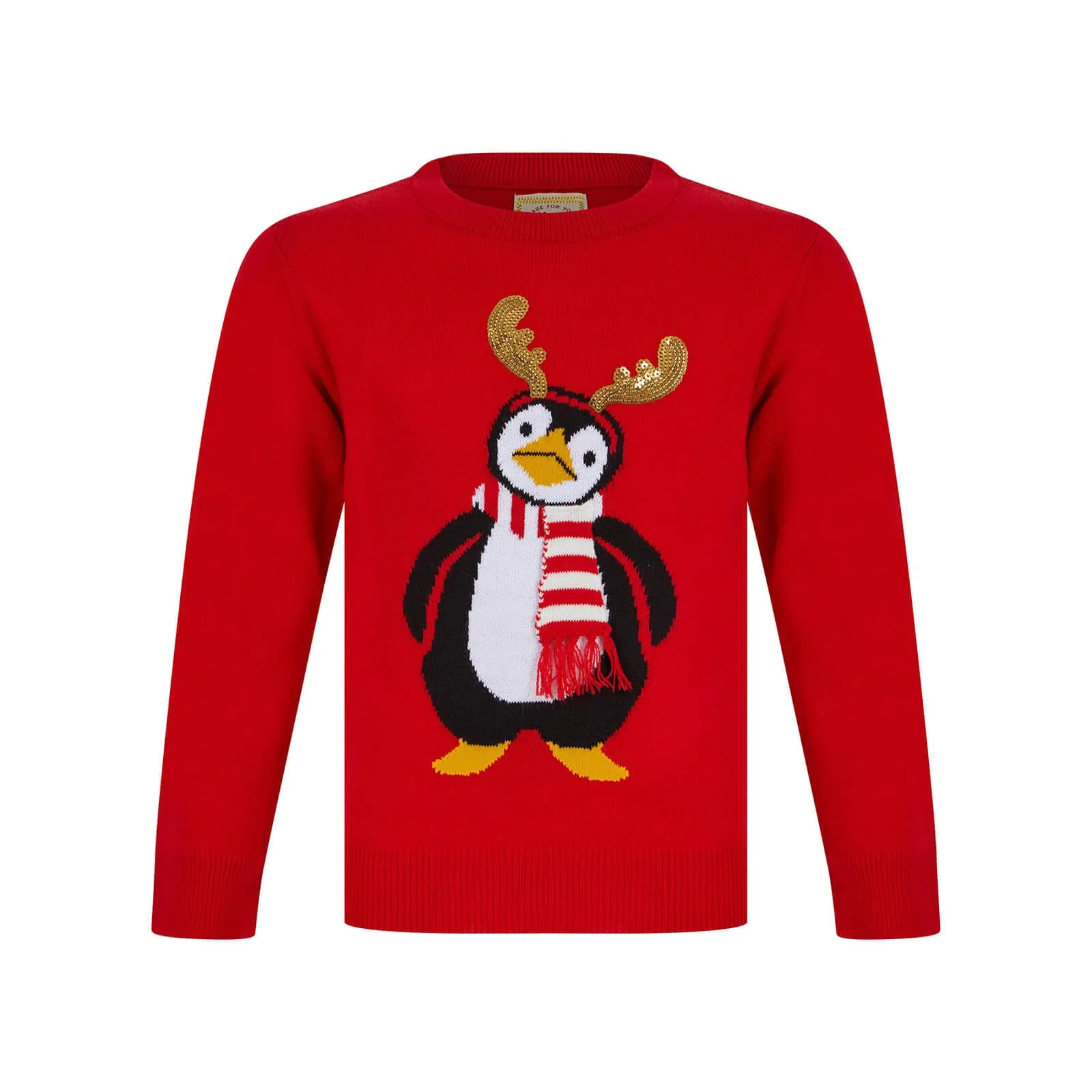 Kids Sequin Reindeer Penguin Christmas Jumper