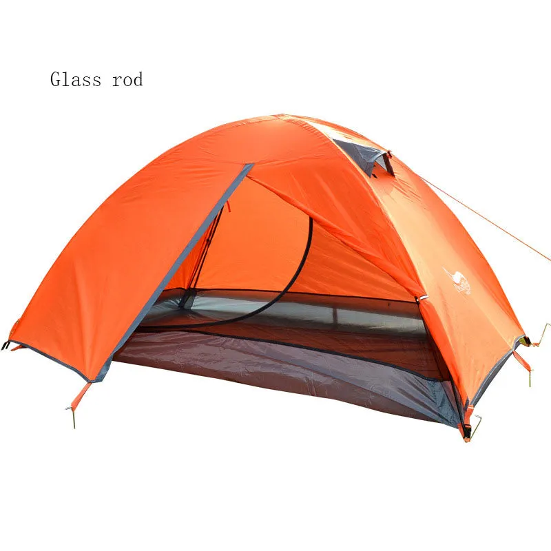 Lightweight Camping Tent Double Layer Fiberglass 2 Person Waterproof Portable Travel Tent