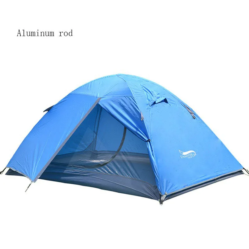 Lightweight Camping Tent Double Layer Fiberglass 2 Person Waterproof Portable Travel Tent