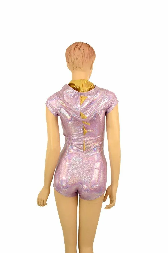 Lilac & Gold Dragon Hoodie Romper