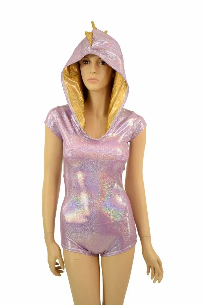 Lilac & Gold Dragon Hoodie Romper