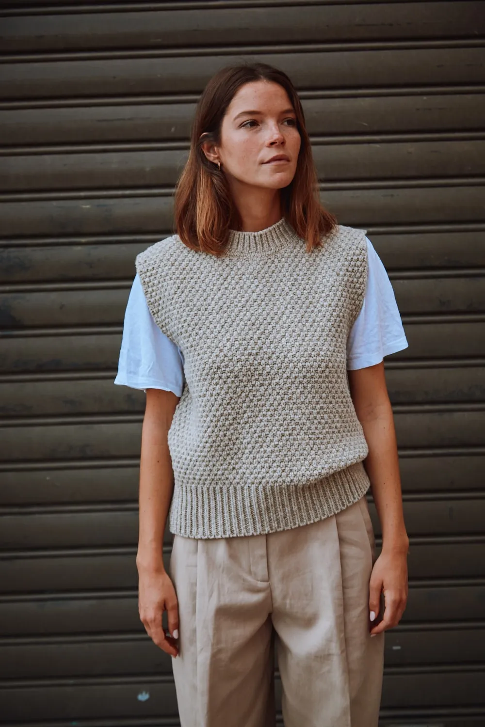 MAIA Sleeveless Sweater in Merino Wool - Beige