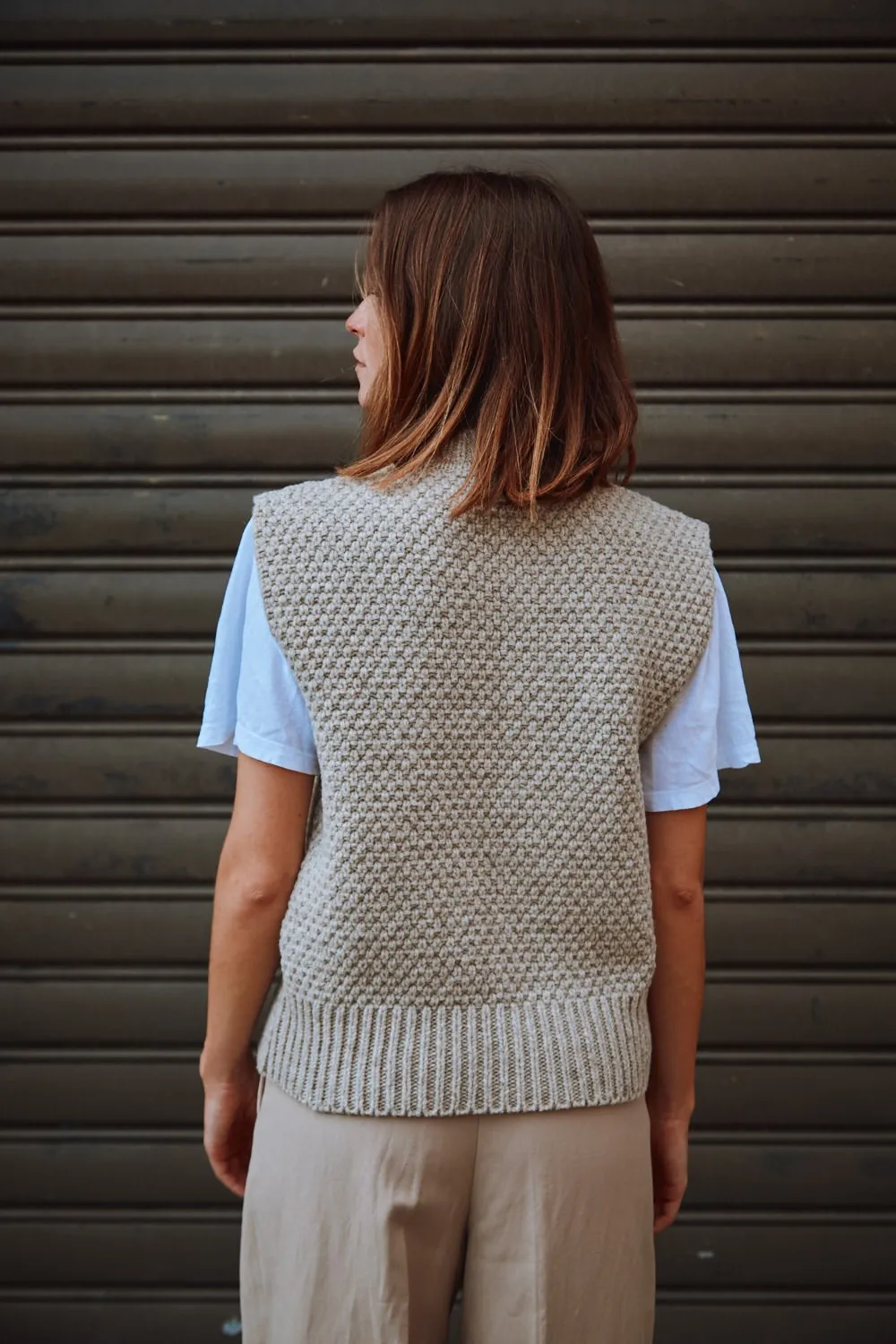 MAIA Sleeveless Sweater in Merino Wool - Beige