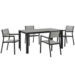 Maine 5 Piece Outdoor Patio Dining Set Brown Gray EEI-1747-BRN-GRY-SET