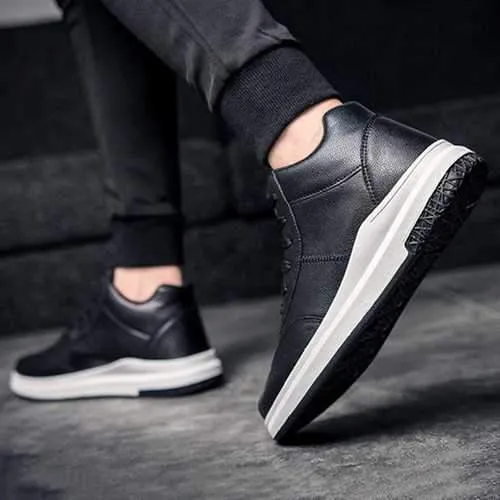 Men Comfortable Genuine Leather High Top Sneakers