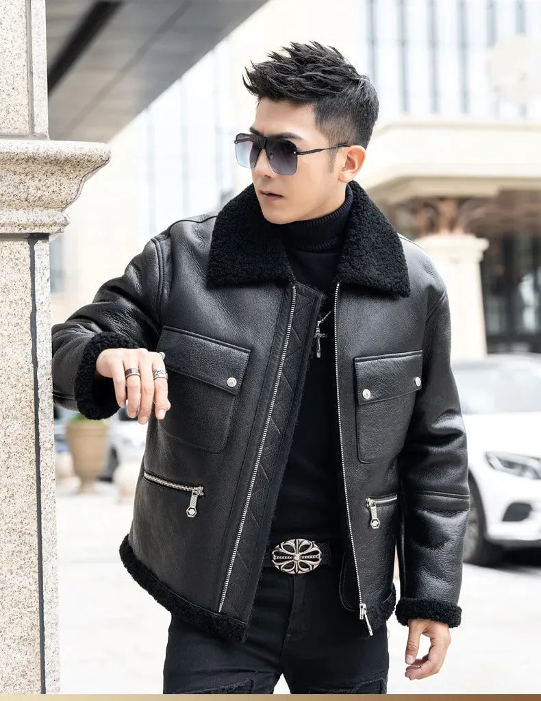 Men's Genuine Leather and Fur Jacket