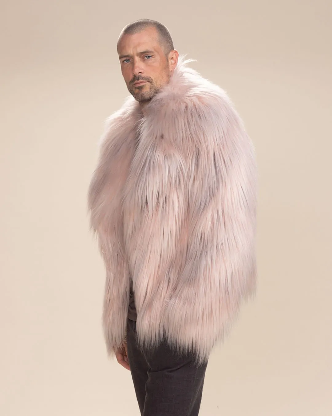 Men's Pink Faux Fur Jacket | Shaggy Mongolian Llama