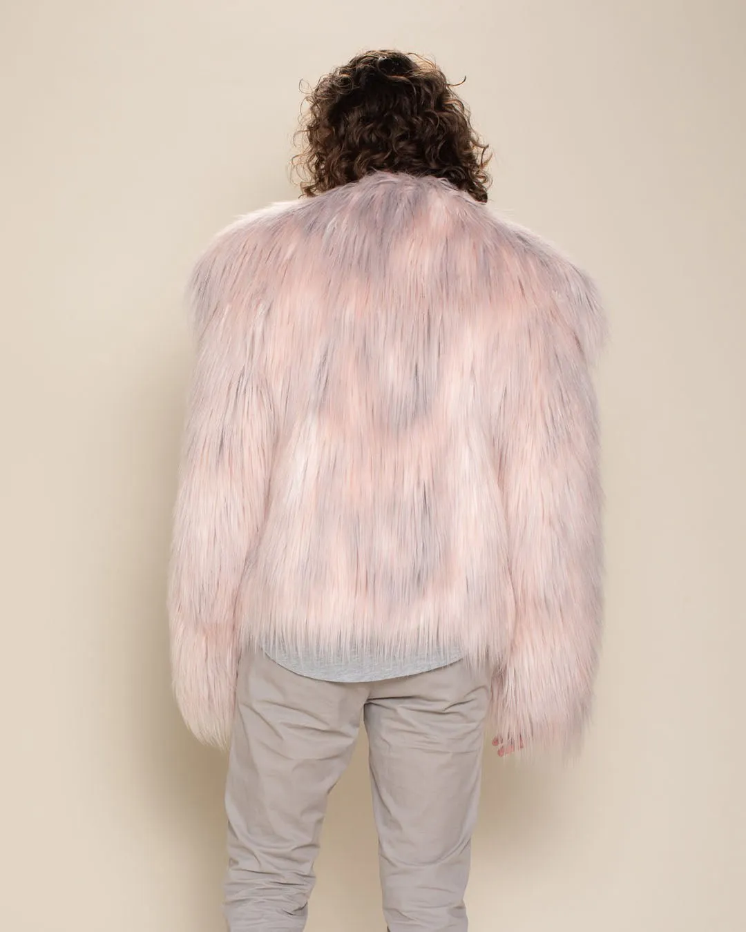 Men's Pink Faux Fur Jacket | Shaggy Mongolian Llama