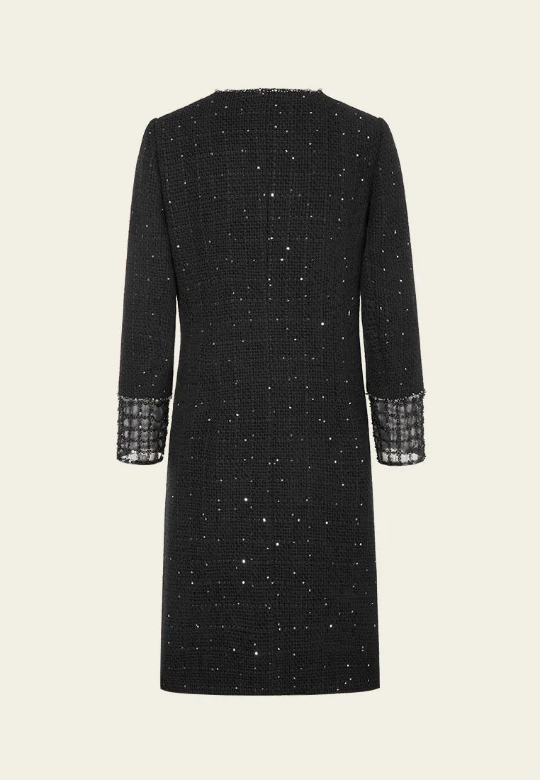 Mesh Sleeves Sequin-detail Dress