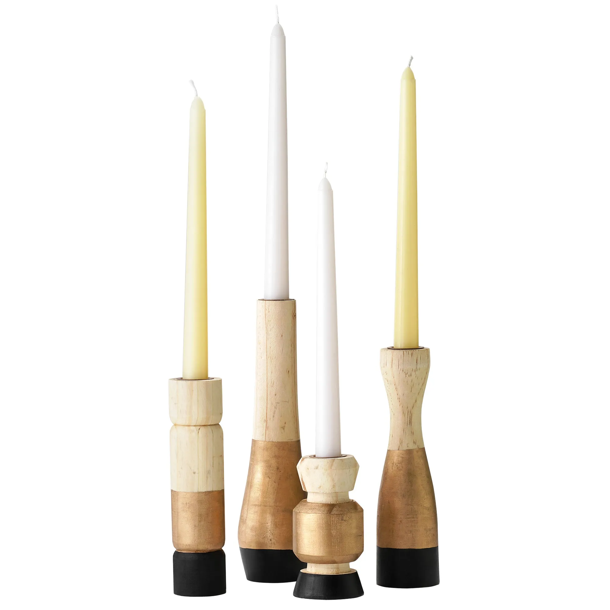 Midnight Fire 4-Piece Wood Candle Holder Set