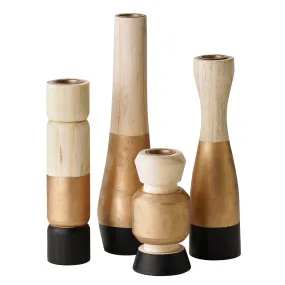 Midnight Fire 4-Piece Wood Candle Holder Set