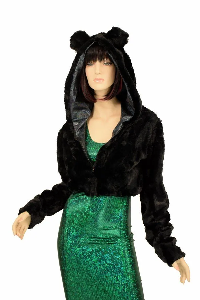 Minky Faux Fur "Bear Ear" Hooded Jacket