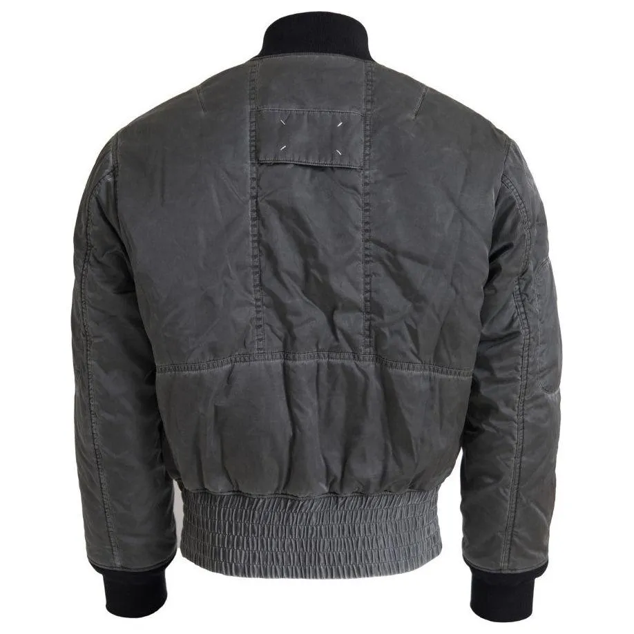 MM6 Maison Margiela Elegant Gray Bomber Jacket Full Zip Closure