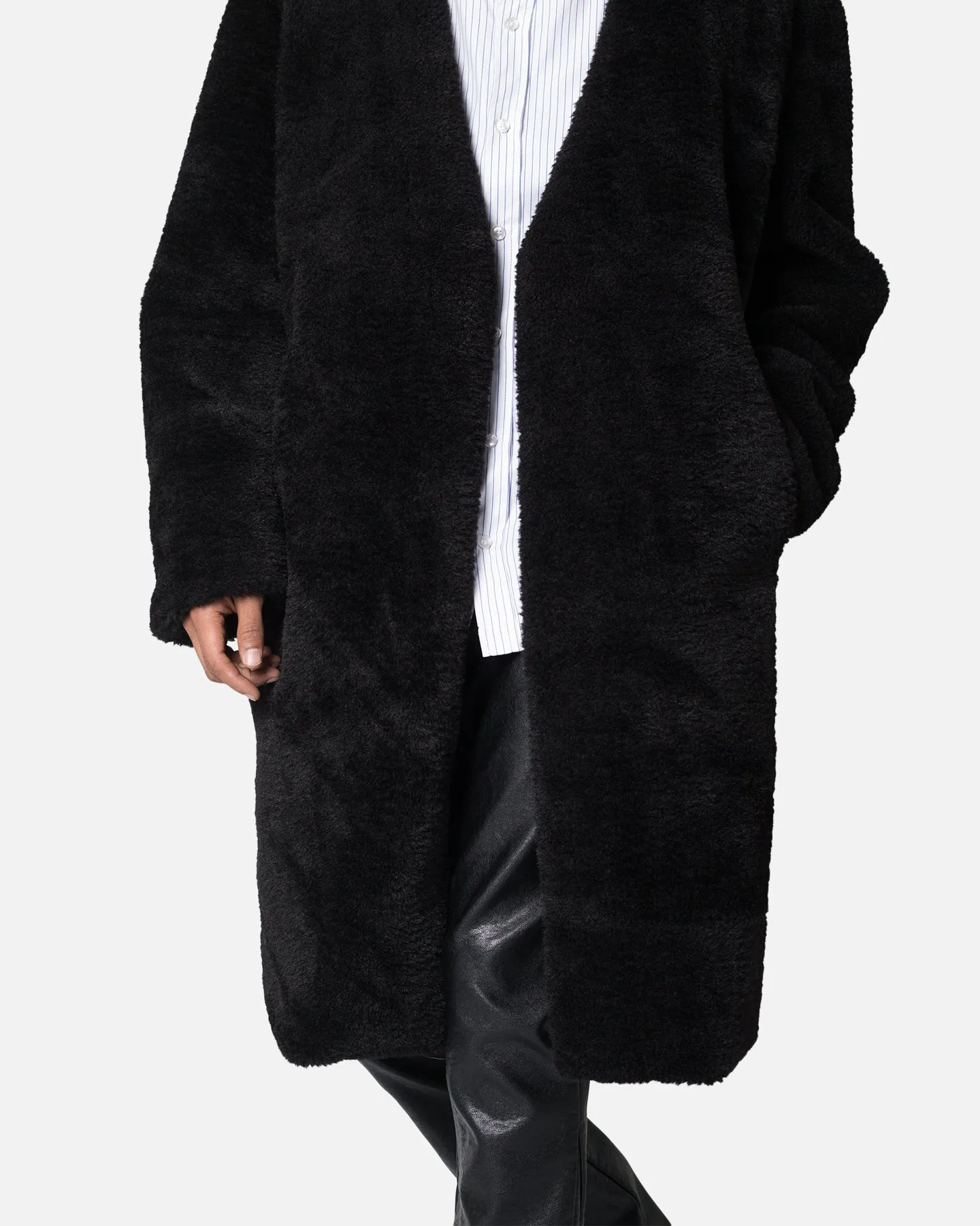 MNML Faux Fur Coat Black